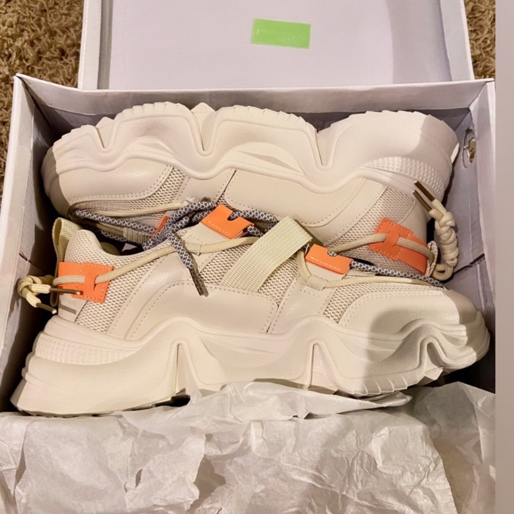 Faux Leather Chunky Sneakers